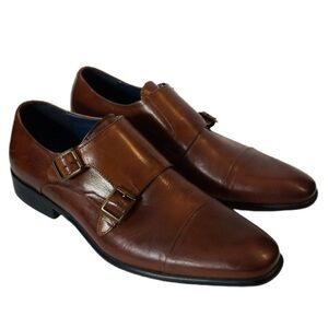 Steve Madden Bowen Leather Medium Brown Double Monk Strap Dress Shoes